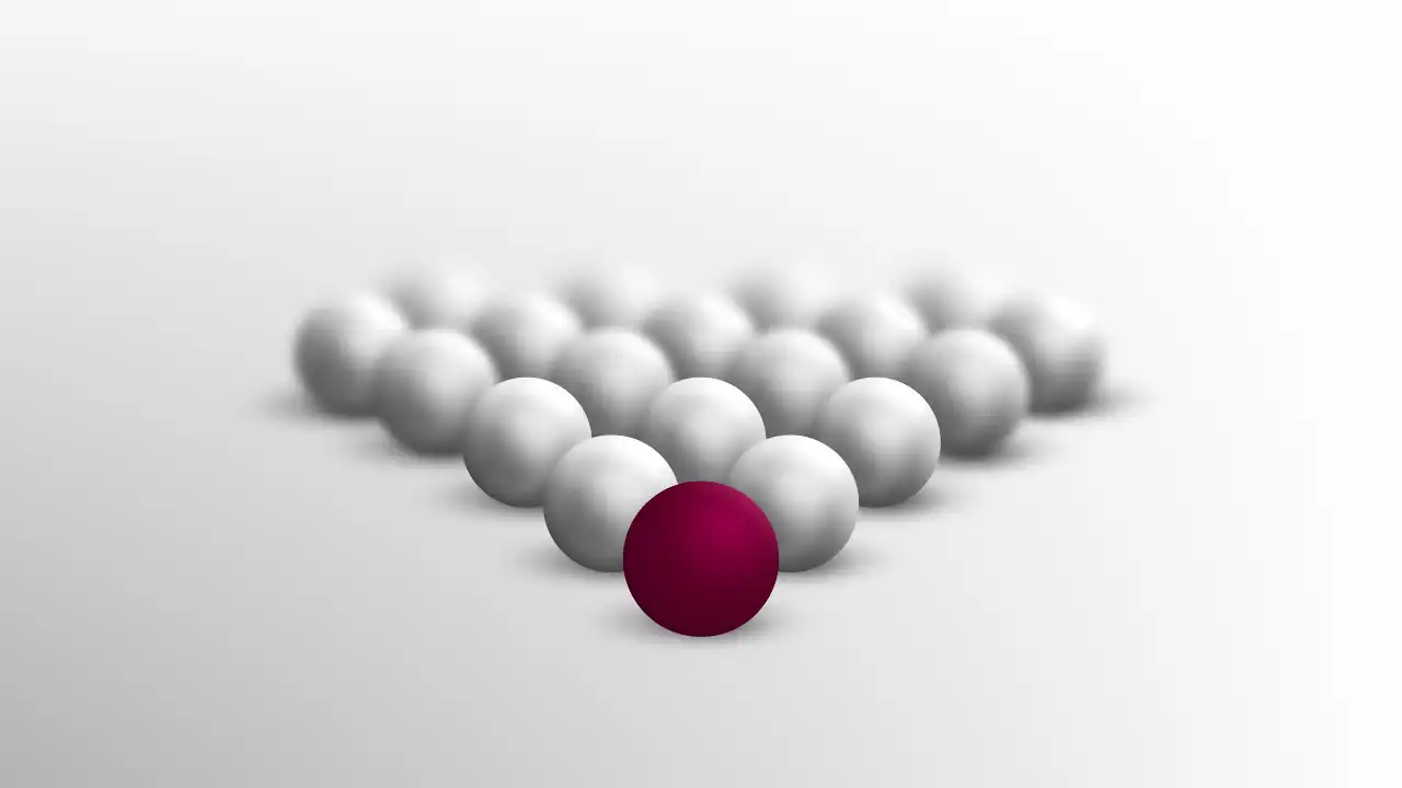 Triangle of balls, one is different